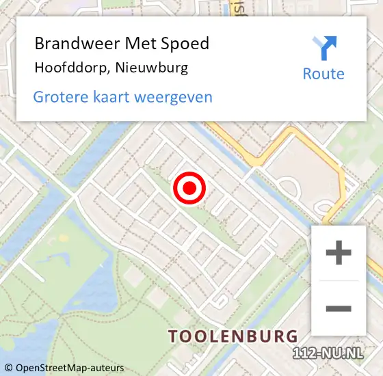 Locatie op kaart van de 112 melding: Brandweer Met Spoed Naar Hoofddorp, Nieuwburg op 8 juli 2024 18:44