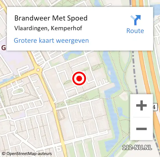 Locatie op kaart van de 112 melding: Brandweer Met Spoed Naar Vlaardingen, Kemperhof op 8 juli 2024 18:53