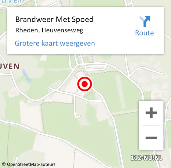 Locatie op kaart van de 112 melding: Brandweer Met Spoed Naar Rheden, Heuvenseweg op 8 juli 2024 19:08