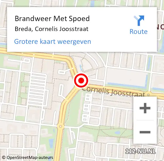 Locatie op kaart van de 112 melding: Brandweer Met Spoed Naar Breda, Cornelis Joosstraat op 8 juli 2024 19:17