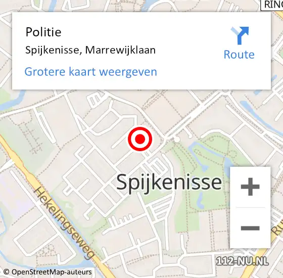 Locatie op kaart van de 112 melding: Politie Spijkenisse, Marrewijklaan op 8 juli 2024 19:25