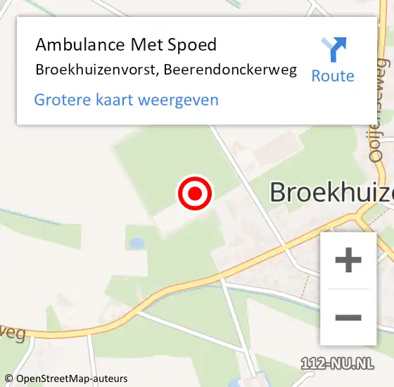 Locatie op kaart van de 112 melding: Ambulance Met Spoed Naar Broekhuizenvorst, Beerendonckerweg op 12 oktober 2014 11:49