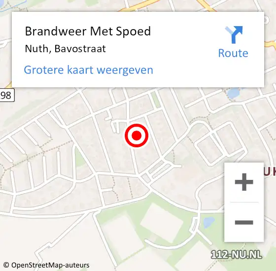 Locatie op kaart van de 112 melding: Brandweer Met Spoed Naar Nuth, Bavostraat op 8 juli 2024 19:35