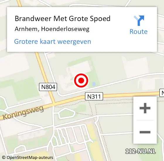 Locatie op kaart van de 112 melding: Brandweer Met Grote Spoed Naar Arnhem, Hoenderloseweg op 8 juli 2024 19:36