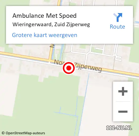 Locatie op kaart van de 112 melding: Ambulance Met Spoed Naar Wieringerwaard, Zuid Zijperweg op 8 juli 2024 19:45