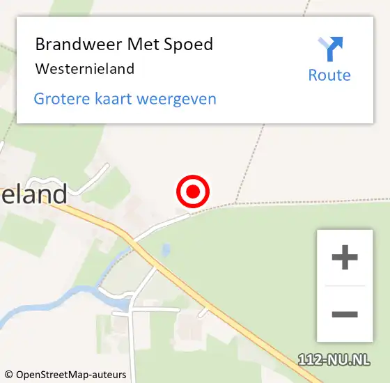 Locatie op kaart van de 112 melding: Brandweer Met Spoed Naar Westernieland op 8 juli 2024 19:58