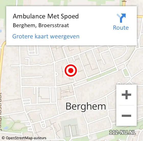 Locatie op kaart van de 112 melding: Ambulance Met Spoed Naar Berghem, Broersstraat op 12 oktober 2014 11:57