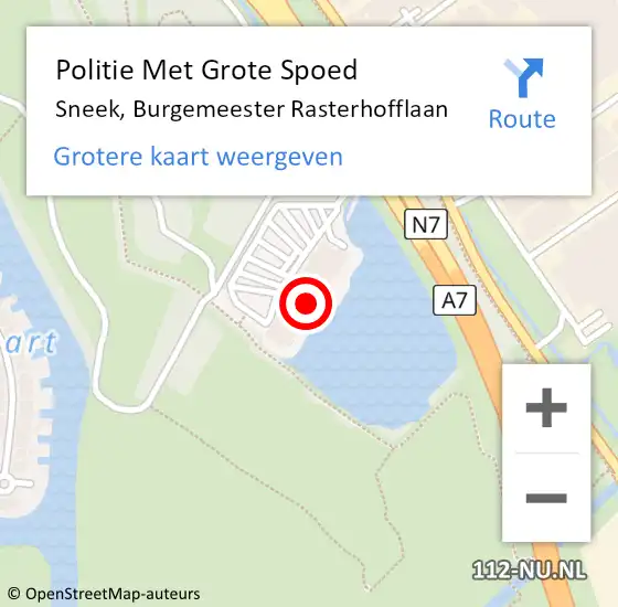 Locatie op kaart van de 112 melding: Politie Met Grote Spoed Naar Sneek, Burgemeester Rasterhofflaan op 8 juli 2024 20:23