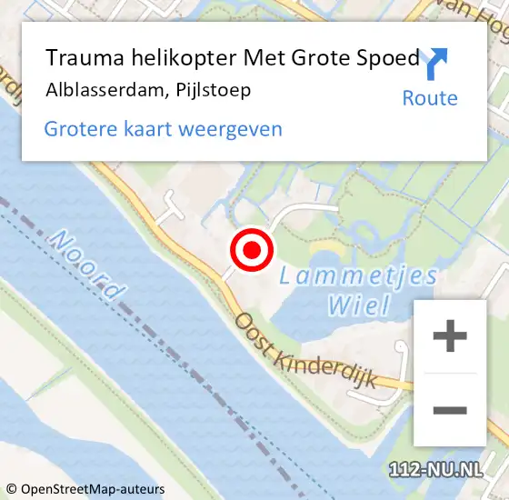 Locatie op kaart van de 112 melding: Trauma helikopter Met Grote Spoed Naar Alblasserdam, Pijlstoep op 8 juli 2024 20:30