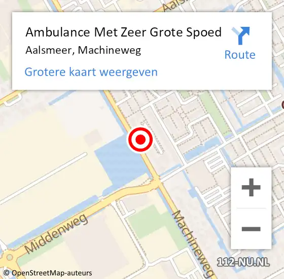 Locatie op kaart van de 112 melding: Ambulance Met Zeer Grote Spoed Naar Aalsmeer, Machineweg op 8 juli 2024 20:34