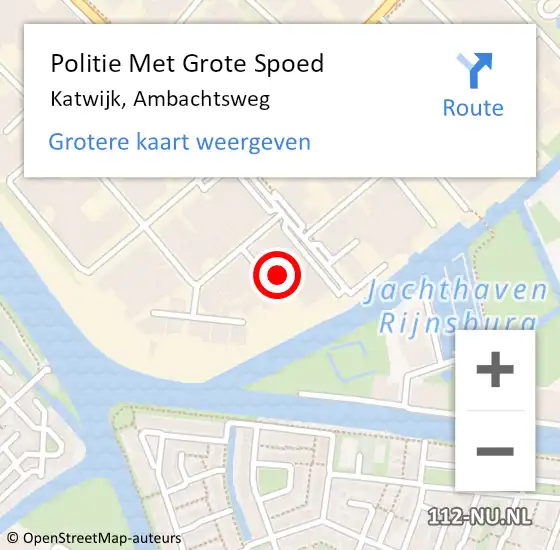 Locatie op kaart van de 112 melding: Politie Met Grote Spoed Naar Katwijk, Ambachtsweg op 8 juli 2024 20:44