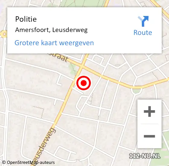 Locatie op kaart van de 112 melding: Politie Amersfoort, Leusderweg op 8 juli 2024 20:50