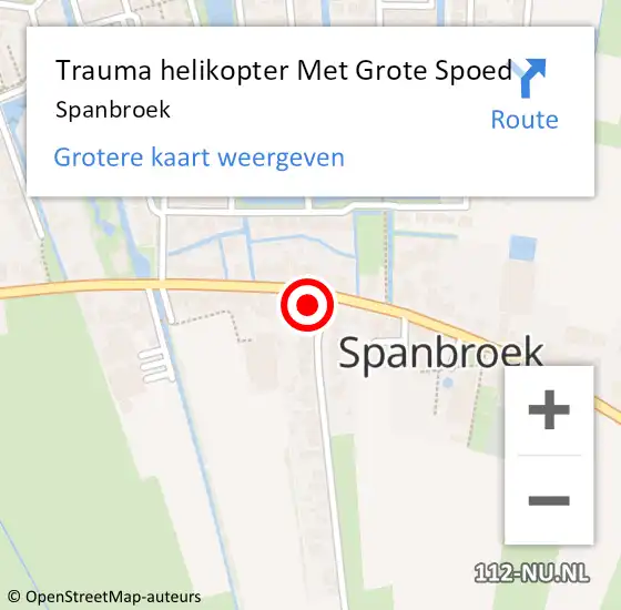 Locatie op kaart van de 112 melding: Trauma helikopter Met Grote Spoed Naar Spanbroek op 8 juli 2024 20:54