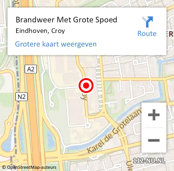 Locatie op kaart van de 112 melding: Brandweer Met Grote Spoed Naar Eindhoven, Croy op 8 juli 2024 20:57