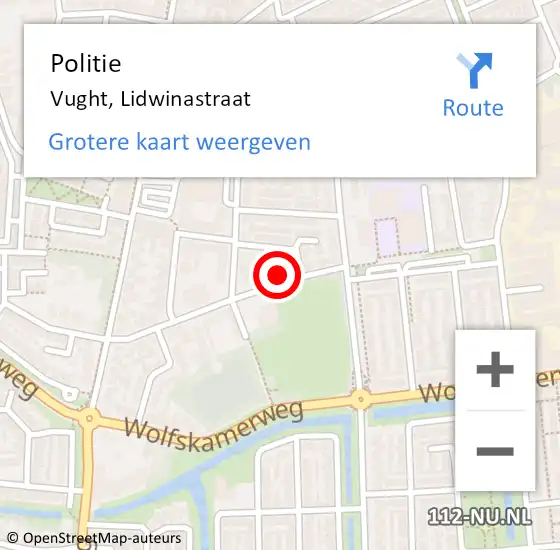 Locatie op kaart van de 112 melding: Politie Vught, Lidwinastraat op 8 juli 2024 21:04