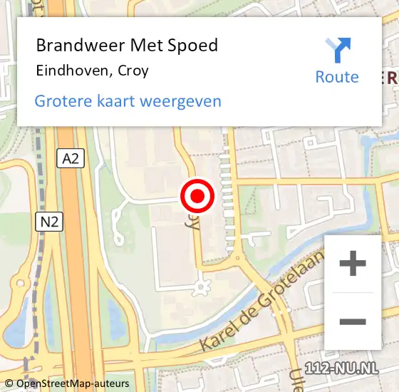 Locatie op kaart van de 112 melding: Brandweer Met Spoed Naar Eindhoven, Croy op 8 juli 2024 21:19