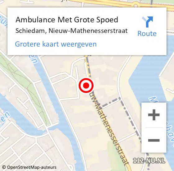 Locatie op kaart van de 112 melding: Ambulance Met Grote Spoed Naar Schiedam, Nieuw-Mathenesserstraat op 8 juli 2024 21:31