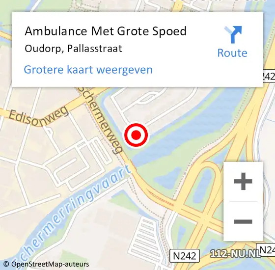 Locatie op kaart van de 112 melding: Ambulance Met Grote Spoed Naar Oudorp, Pallasstraat op 8 juli 2024 21:32