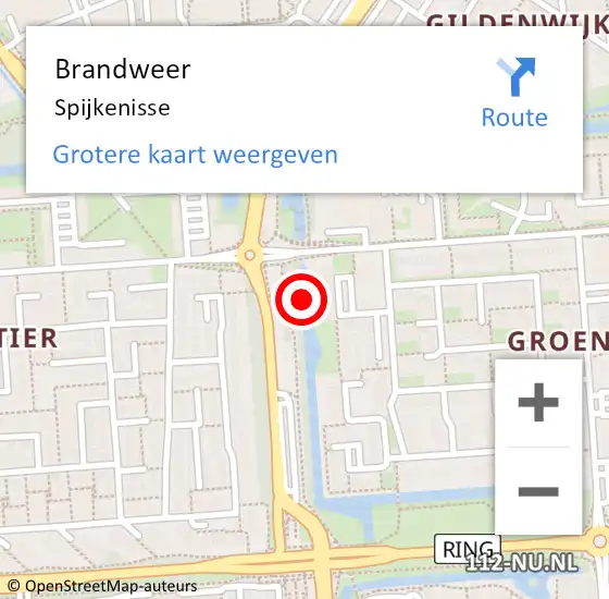 Locatie op kaart van de 112 melding: Brandweer Spijkenisse op 8 juli 2024 22:35