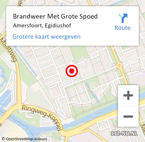 Locatie op kaart van de 112 melding: Brandweer Met Grote Spoed Naar Amersfoort, Egidiushof op 8 juli 2024 22:42