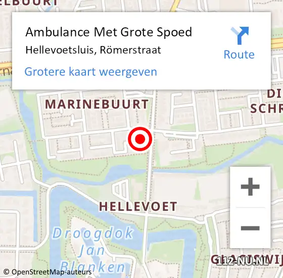 Locatie op kaart van de 112 melding: Ambulance Met Grote Spoed Naar Hellevoetsluis, Römerstraat op 8 juli 2024 23:04