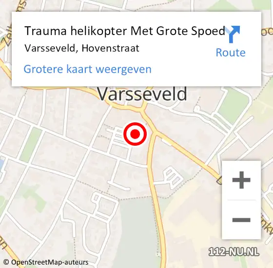 Locatie op kaart van de 112 melding: Trauma helikopter Met Grote Spoed Naar Varsseveld, Hovenstraat op 8 juli 2024 23:21