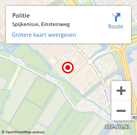 Locatie op kaart van de 112 melding: Politie Spijkenisse, Einsteinweg op 8 juli 2024 23:32