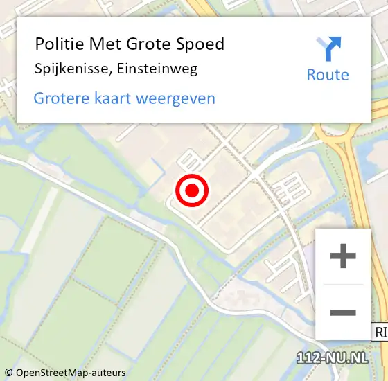 Locatie op kaart van de 112 melding: Politie Met Grote Spoed Naar Spijkenisse, Einsteinweg op 8 juli 2024 23:34