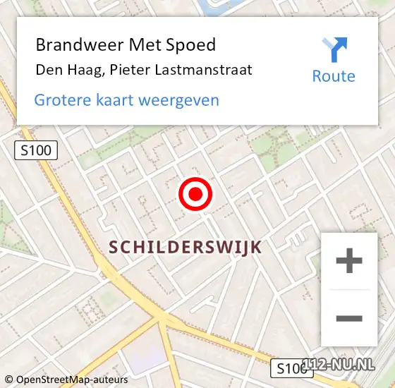 Locatie op kaart van de 112 melding: Brandweer Met Spoed Naar Den Haag, Pieter Lastmanstraat op 8 juli 2024 23:46