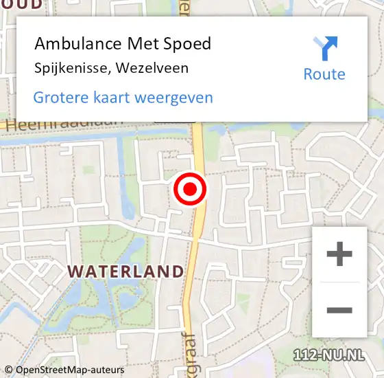 Locatie op kaart van de 112 melding: Ambulance Met Spoed Naar Spijkenisse, Wezelveen op 9 juli 2024 00:32