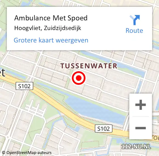 Locatie op kaart van de 112 melding: Ambulance Met Spoed Naar Hoogvliet, Zuidzijdsedijk op 9 juli 2024 00:35