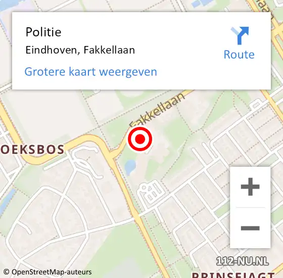 Locatie op kaart van de 112 melding: Politie Eindhoven, Fakkellaan op 9 juli 2024 01:07