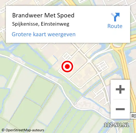 Locatie op kaart van de 112 melding: Brandweer Met Spoed Naar Spijkenisse, Einsteinweg op 9 juli 2024 01:35