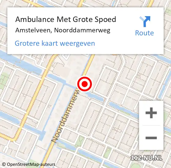 Locatie op kaart van de 112 melding: Ambulance Met Grote Spoed Naar Amstelveen, Noorddammerweg op 9 juli 2024 02:06