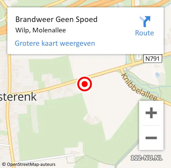 Locatie op kaart van de 112 melding: Brandweer Geen Spoed Naar Wilp, Molenallee op 9 juli 2024 02:08