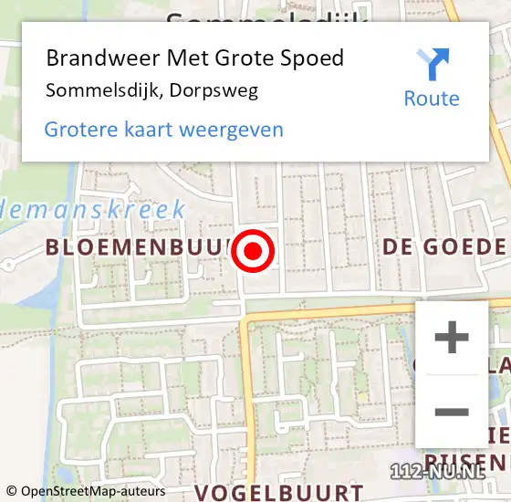 Locatie op kaart van de 112 melding: Brandweer Met Grote Spoed Naar Sommelsdijk, Dorpsweg op 9 juli 2024 04:39