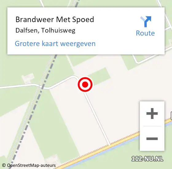 Locatie op kaart van de 112 melding: Brandweer Met Spoed Naar Dalfsen, Tolhuisweg op 9 juli 2024 06:10