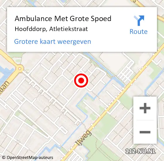 Locatie op kaart van de 112 melding: Ambulance Met Grote Spoed Naar Hoofddorp, Atletiekstraat op 9 juli 2024 06:20