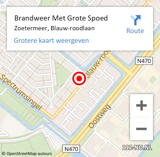 Locatie op kaart van de 112 melding: Brandweer Met Grote Spoed Naar Zoetermeer, Blauw-roodlaan op 9 juli 2024 06:40