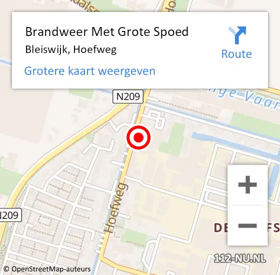 Locatie op kaart van de 112 melding: Brandweer Met Grote Spoed Naar Bleiswijk, Hoefweg op 9 juli 2024 07:23