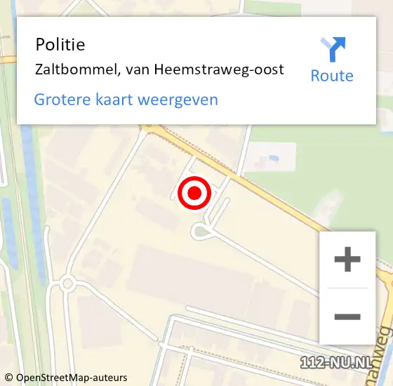 Locatie op kaart van de 112 melding: Politie Zaltbommel, van Heemstraweg-oost op 9 juli 2024 07:46