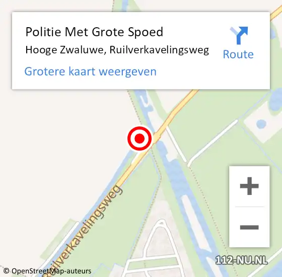 Locatie op kaart van de 112 melding: Politie Met Grote Spoed Naar Hooge Zwaluwe, Ruilverkavelingsweg op 9 juli 2024 07:50