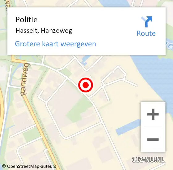 Locatie op kaart van de 112 melding: Politie Hasselt, Hanzeweg op 9 juli 2024 07:58