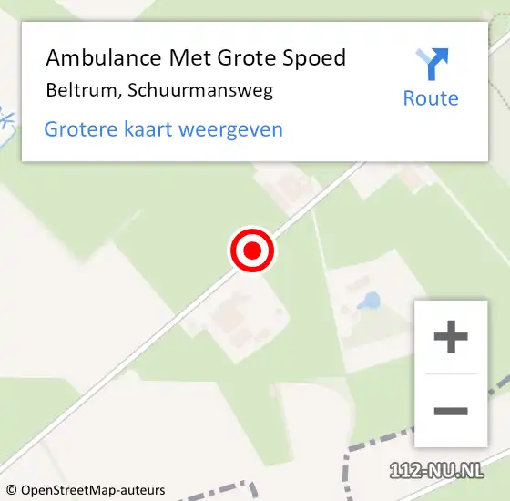 Locatie op kaart van de 112 melding: Ambulance Met Grote Spoed Naar Beltrum, Schuurmansweg op 12 oktober 2014 12:42