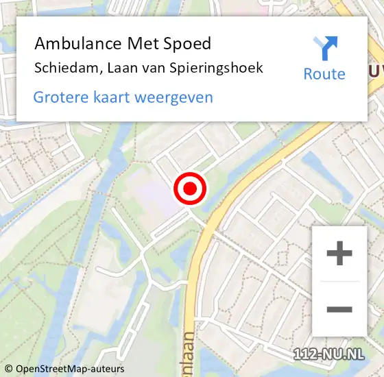 Locatie op kaart van de 112 melding: Ambulance Met Spoed Naar Schiedam, Laan van Spieringshoek op 9 juli 2024 08:07