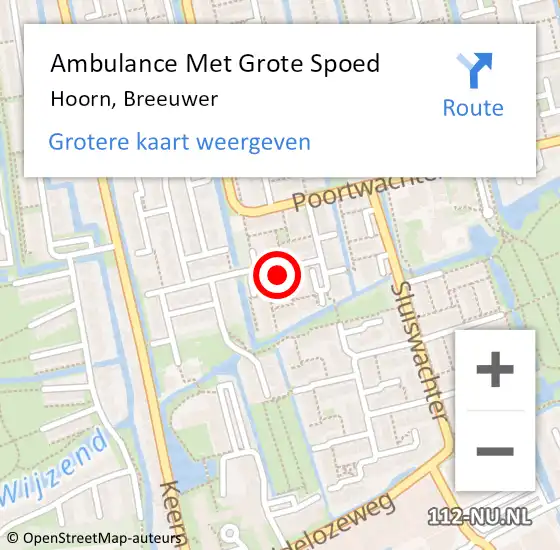 Locatie op kaart van de 112 melding: Ambulance Met Grote Spoed Naar Hoorn, Breeuwer op 9 juli 2024 08:13