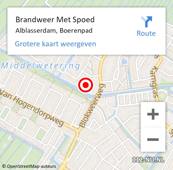 Locatie op kaart van de 112 melding: Brandweer Met Spoed Naar Alblasserdam, Boerenpad op 9 juli 2024 08:13