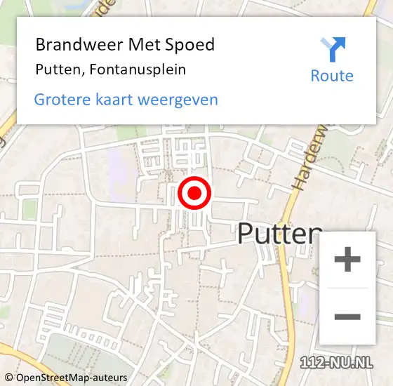 Locatie op kaart van de 112 melding: Brandweer Met Spoed Naar Putten, Fontanusplein op 9 juli 2024 08:15