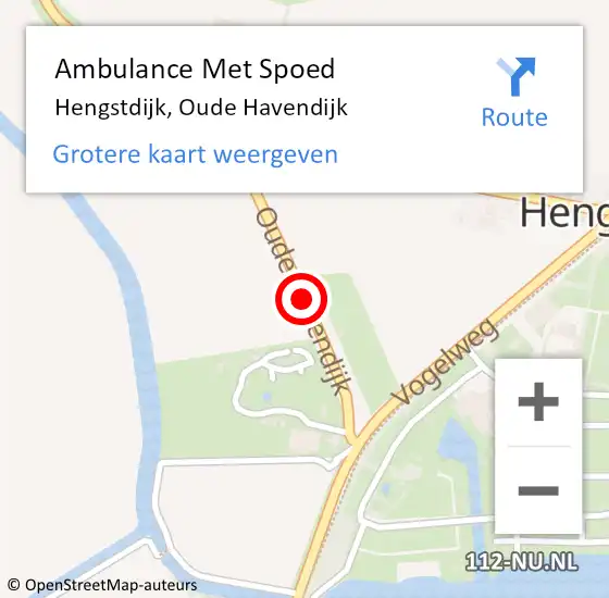 Locatie op kaart van de 112 melding: Ambulance Met Spoed Naar Hengstdijk, Oude Havendijk op 12 oktober 2014 12:46