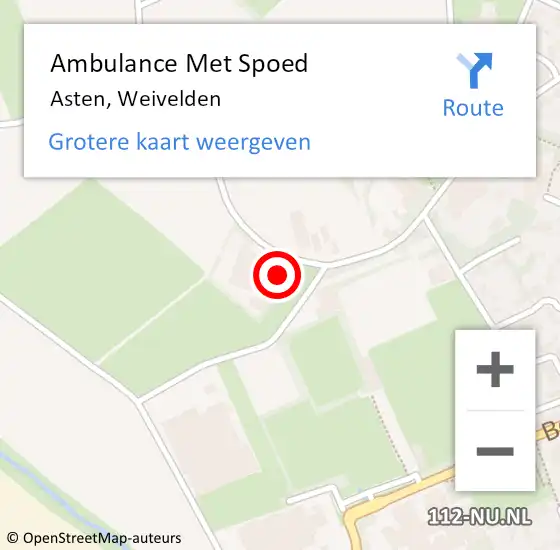 Locatie op kaart van de 112 melding: Ambulance Met Spoed Naar Asten, Weivelden op 12 oktober 2014 12:46